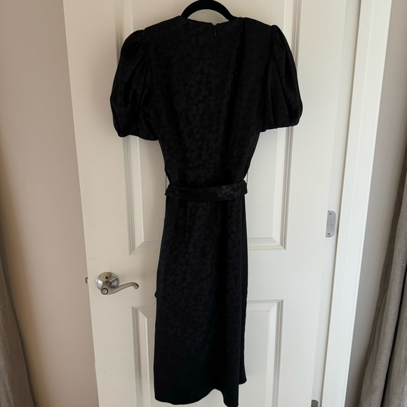 Sachin & Babi Black Puff Sleeve Ruffle Front Belted Rylee Midi Dress | 6 - Picture 6 of 9